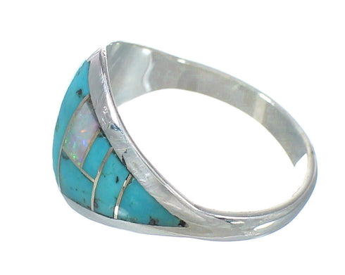 Opal Turquoise Inlay Genuine Sterling Silver Southwest Ring Size 6-3/4 RX61807